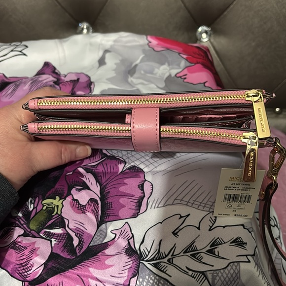 Michael Kors Jet Set Ombré Logo Double Zip Wristlet Wallet Phone Case Hol - Picture 5 of 10